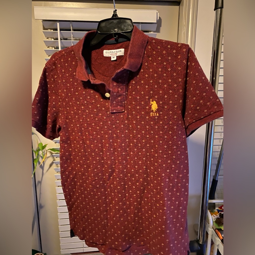 Maroon red print polo